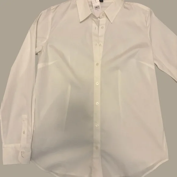 Ann Taylor Perfect Shirt Sz 12 White Long Sleeve Front Buttoned - Picture 5 of 11